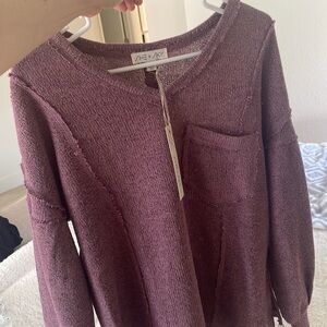 3/4 length sleeves v-neck sweater, puff sleeve & pocket accent, never worn, NWT